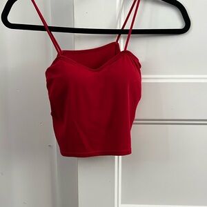 Red Spaghetti Strap Crop Top